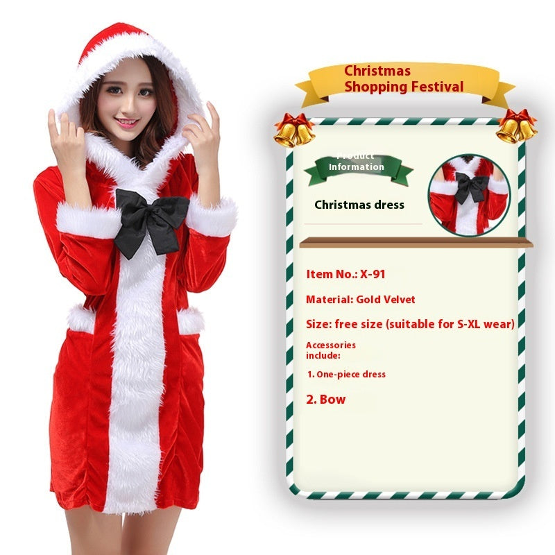 Christmas Bunny Cosplay Uniform, Gold Velvet Women’s Costume Set (Free Size)