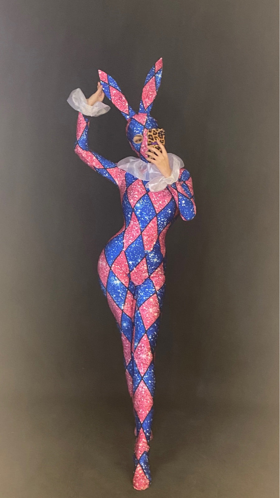 Bunny Girl Stage Costume, Adult Polyester Jumpsuit for Performances & Events