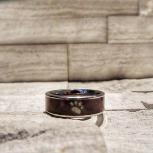 Titanium Dog Paw Print Ring with Opal & Koa Wood, Scratch-Resistant Comfort-Fit Band (Unisex)