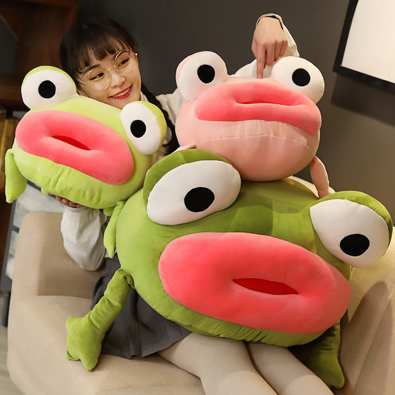 Big Personality: $\mathbf{35\text{cm}}$ to $\mathbf{55\text{cm}}$ Big Mouth Frog Plush Doll (Soft Short Plush).