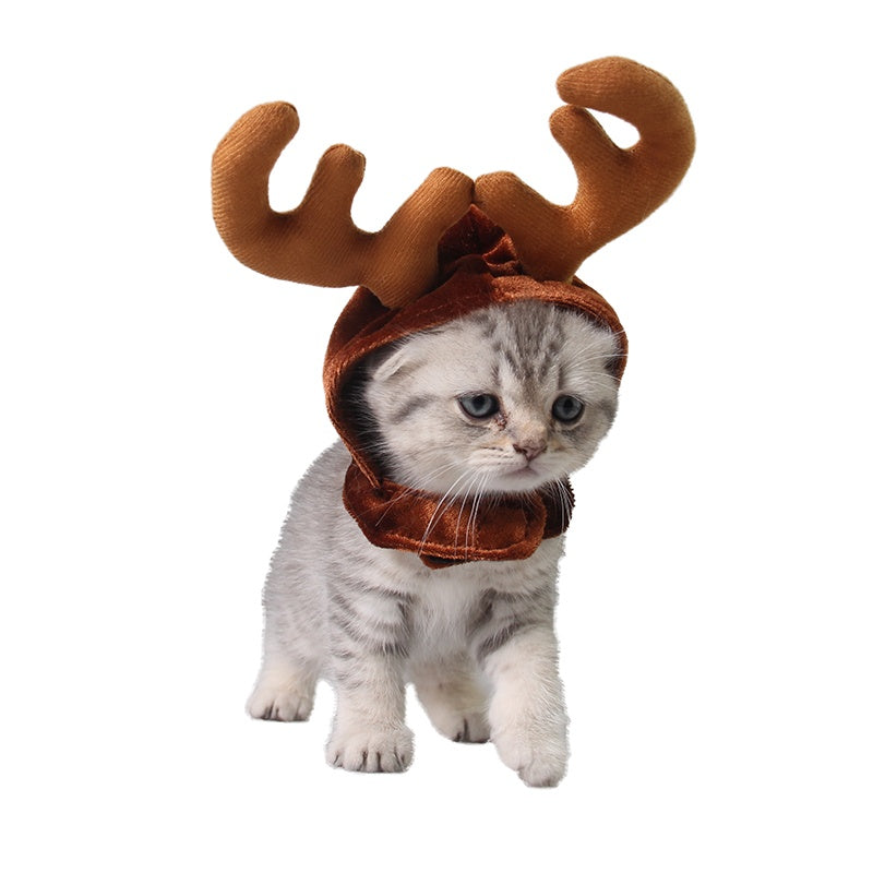 Christmas Reindeer Hat for Pets, Cute Elk Deer Headband Cap for Cats & Small Dogs