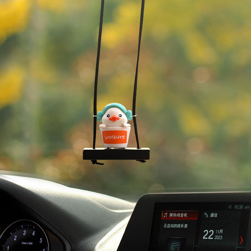 Dashboard Delight: Cute Little Yellow Duck Doll Automobile Hanging Ornament (Cartoon, Multi-Style).