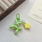 Pearl Balloon Dog Flower Keychain, Colorful Resin & Plastic Pendant