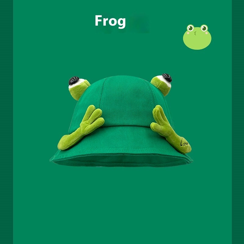 Seasonal Style: Cute Cartoon Fisherman Hat with Frog and Monster Designs (Tie-Dyed).