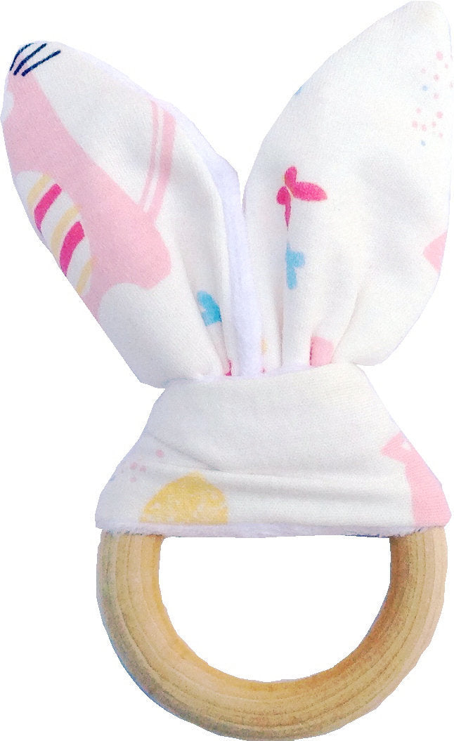 Baby Bunny Teething Ring, Bite-Safe Organic Wood Teether (Limited Stock)