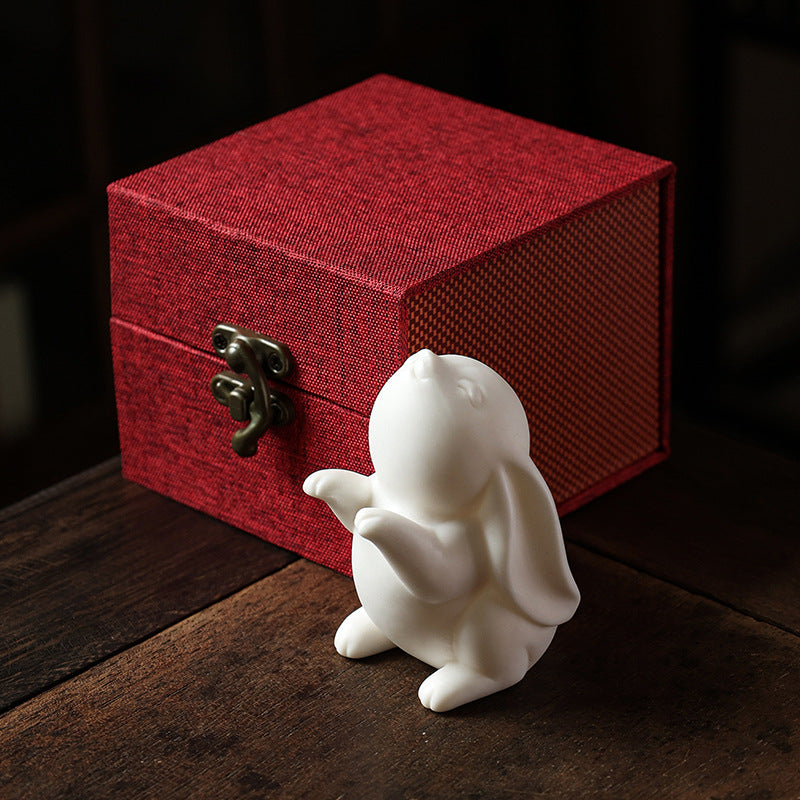 Mascot Creative Ceramic Bunny Ornaments, Lucky & Moon Rabbit Figurines