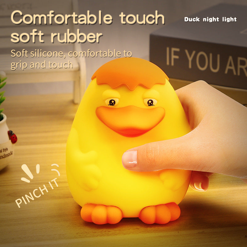 Silicone Cute Duck Induction Night Lamp – USB Rechargeable Warm Light (3-Level Dimming)
