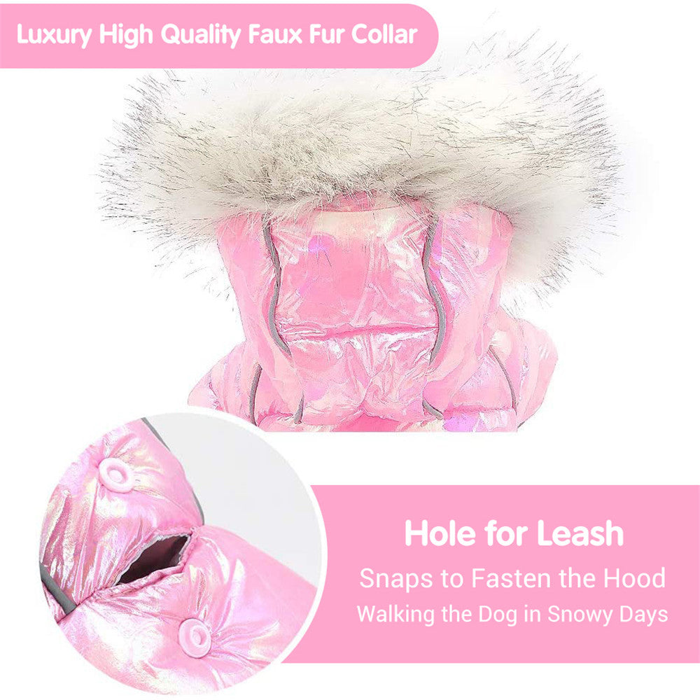 Reflective Four-Legged Dog Sweater with Colorful Hat, Waterproof Pet Outfit with Buttons & Elastic Design