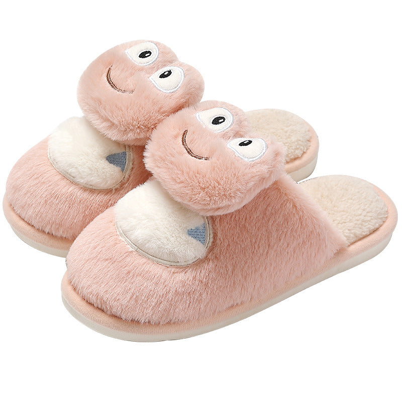 Cozy Winter Fun: Cute Cartoon Frog Indoor Home Plush Warm Slippers (Unisex).