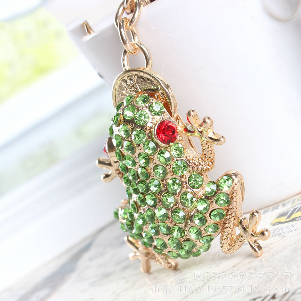 Frog Coin Key Ring – Crystal Diamond Animal Metal Keychain (Unisex)