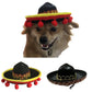 Mexican-Style Pet Hat, Festive Dog & Cat Sombrero (Red Ball / Brown Lace)