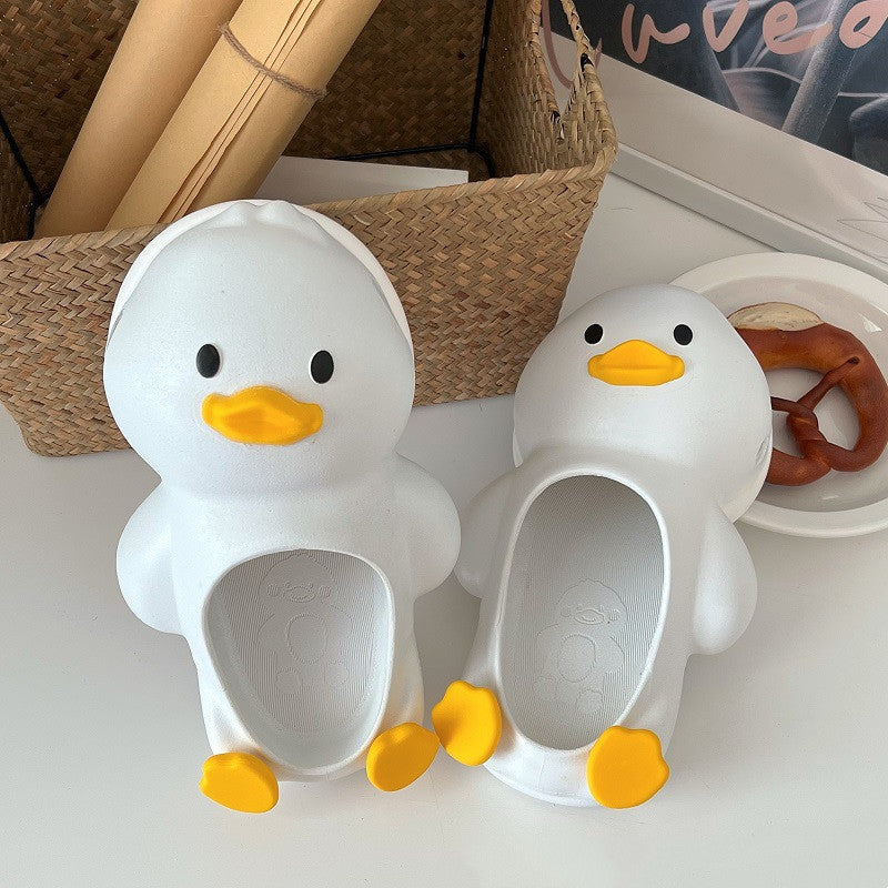 Quirky Comfort: Cartoon Duck PVC Slippers for Women (Indoor & Outdoor Wear).