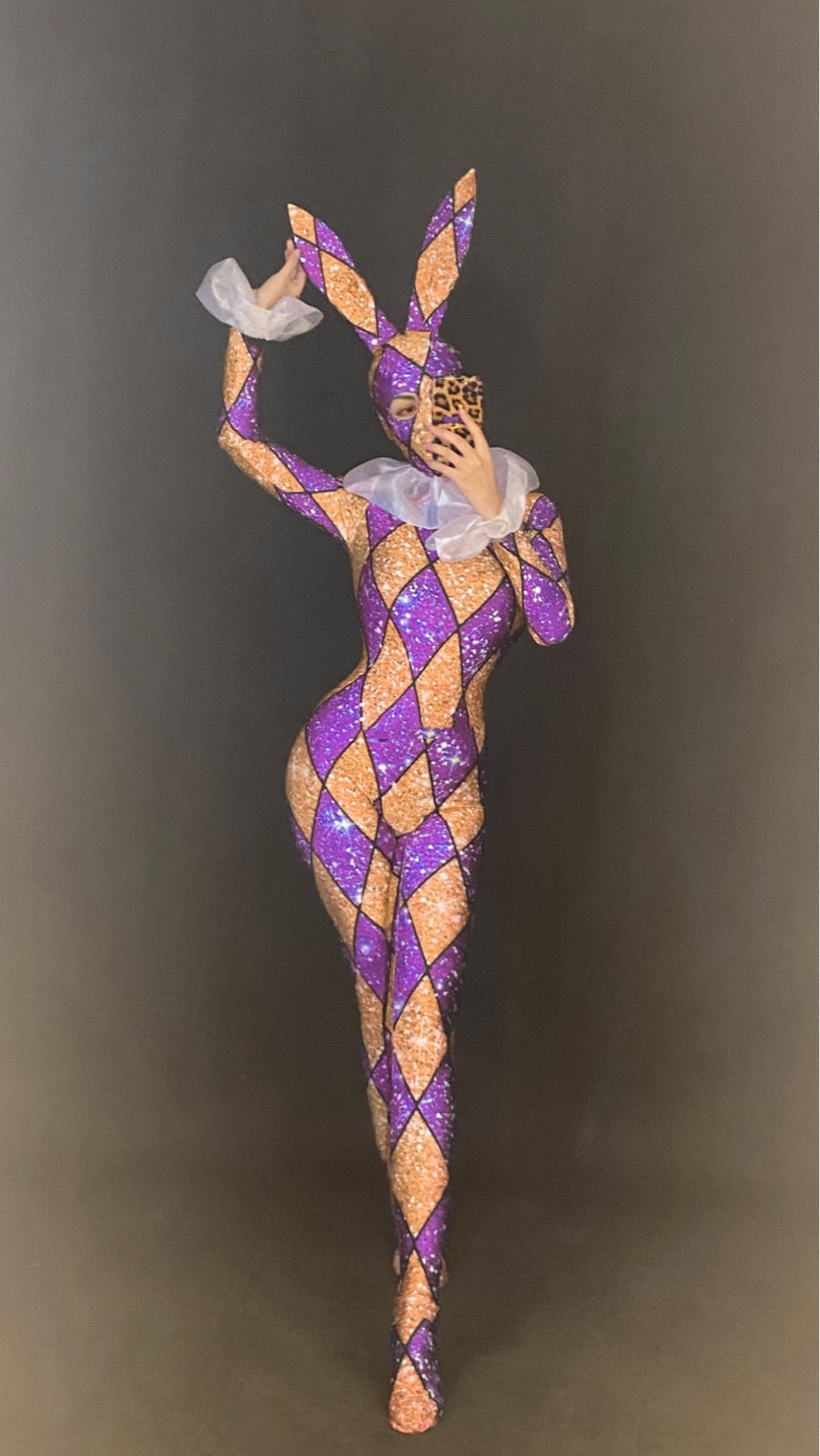 Bunny Girl Stage Costume, Adult Polyester Jumpsuit for Performances & Events