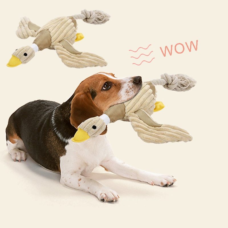 Squeaky Fun: Soft Short Plush Duck Sound Toy for Dogs ($\mathbf{25 \times 31\text{cm}}$).