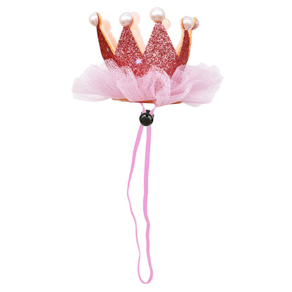 Princess-Style Mesh Crown Hat for Pets, Birthday Party Headwear for Dogs & Cats