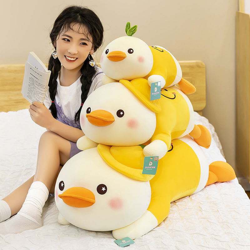 Pure Joy: Cartoon Smiling Little Yellow Duck Plush Doll (Down Cotton, Sitting & Lying Styles).