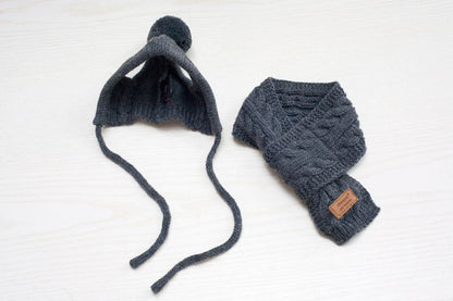 Autumn & Winter Pet Wool Scarf and Hat Set, Trendy Dog Hat & Bib for Teddy, Pomeranian & Small Breeds