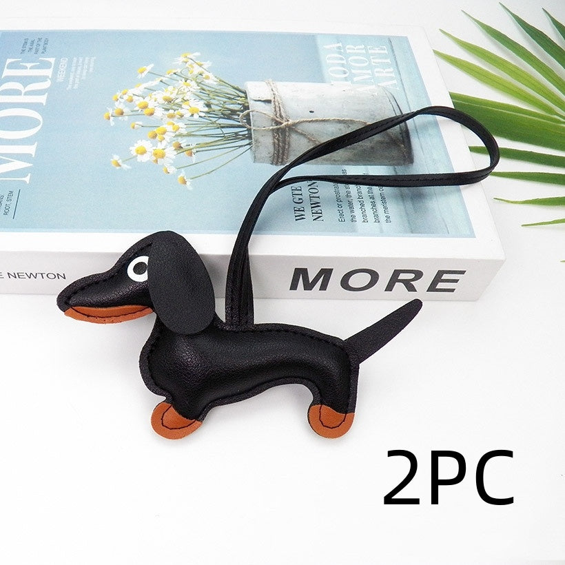 Sausage Dog Style Carrying Strap Bag Ornament, Fashion Commuting Leather Charm