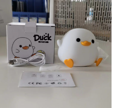 Silicone Cute Duck Induction Night Lamp – USB Rechargeable Warm Light (3-Level Dimming)