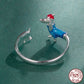 S925 Sterling Silver Christmas Sausage Dog Open Ring, Festive Women’s Adjustable Holiday Jewelry