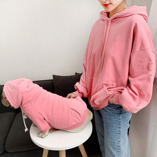 Tide Brand Plus Velvet Parent–Child Dog Costume, Three-Person Matching Outfit (Male Style)