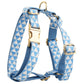 Blue Triangular Ring Rope Bow Vest Set, 4-Piece Matching Pet Dog Collar, Leash, Bow & Vest (XS–XL)