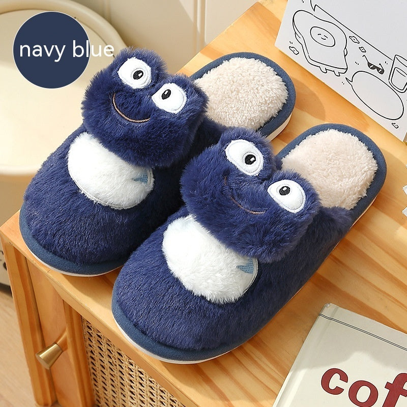 Cozy Winter Fun: Cute Cartoon Frog Indoor Home Plush Warm Slippers (Unisex).