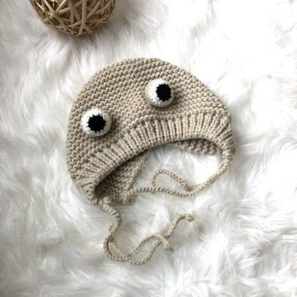 Cozy Winter Style: Cute Cartoon Frog Wool Hat for Children (Warm & Windproof).