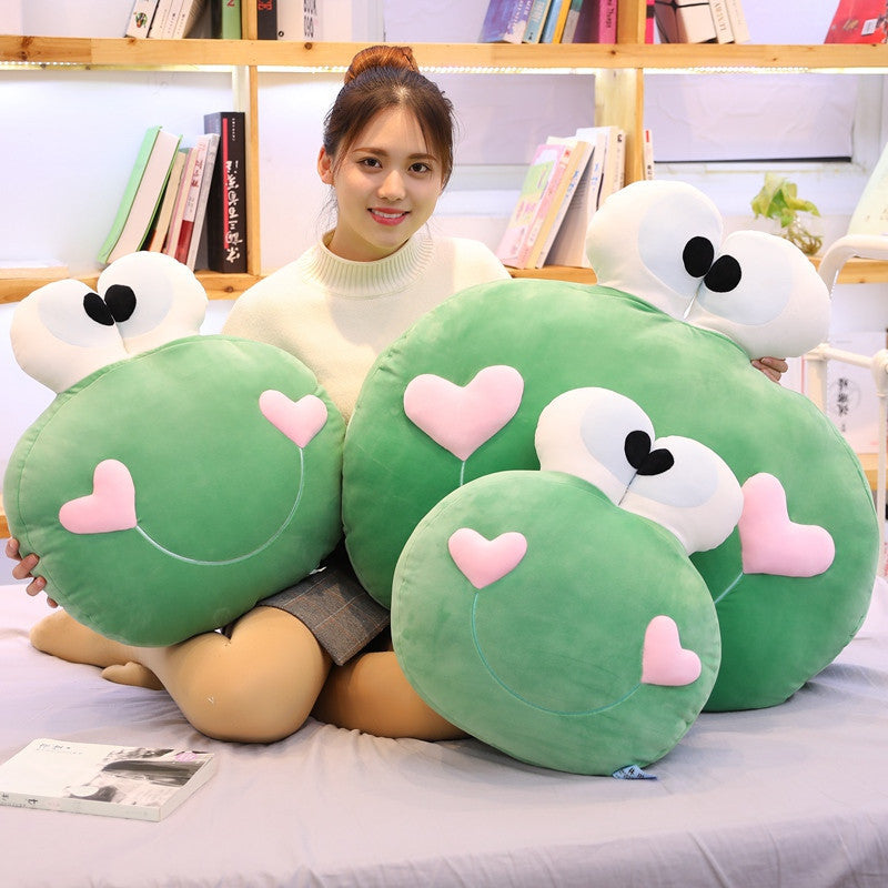 Huggable Comfort: Crystal Super Soft Frog Plush Pillow Doll with PP Cotton Filling.