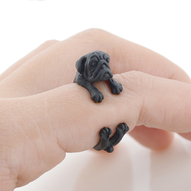 Pug & Shar Pei Dog Ring, Alloy Geometric Pet-Themed Fashion Jewelry