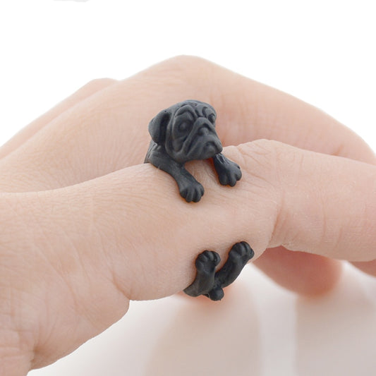 Pug & Shar Pei Dog Ring, Alloy Geometric Pet-Themed Fashion Jewelry