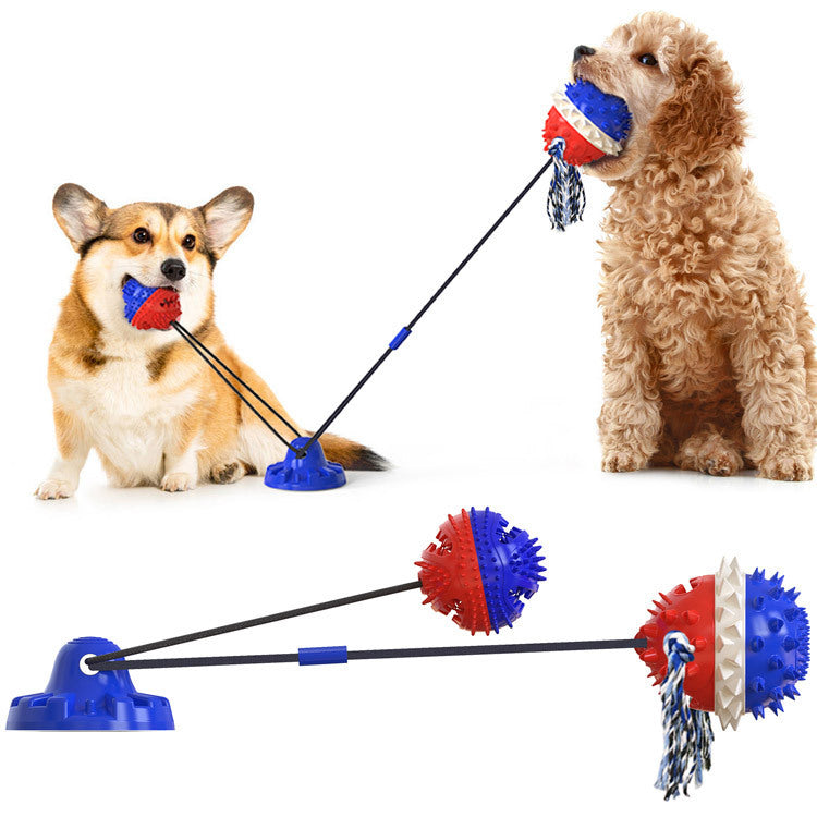 Powerful Sucker Dog Toy, Interactive TPR Suction Cup Tug & Vocal Ball Toy for Active Dogs