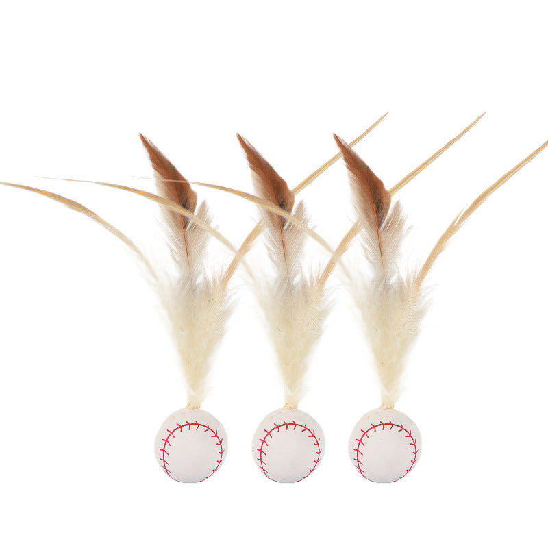 Elastic Chicken Fur Ball Cat Toy – Self-Hit Bouncing Pet Toy (Single & 3-Pack Options)