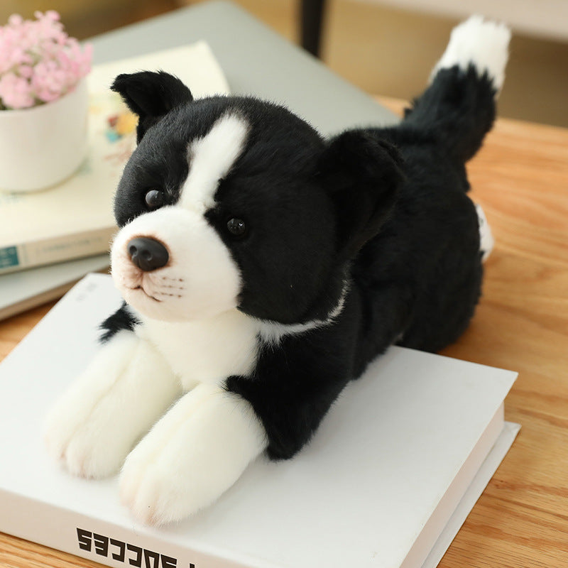 Simulation Dog Doll, Realistic Side Collie Rag Plush Toy (34cm Lifelike Puppy Plush)