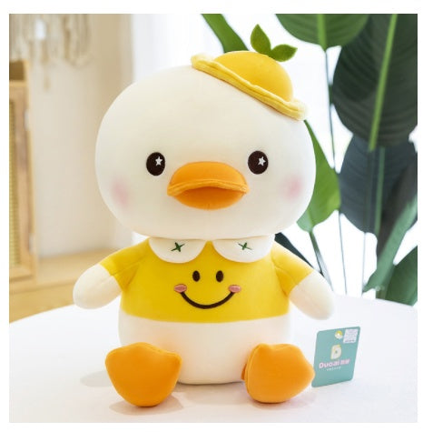Pure Joy: Cartoon Smiling Little Yellow Duck Plush Doll (Down Cotton, Sitting & Lying Styles).