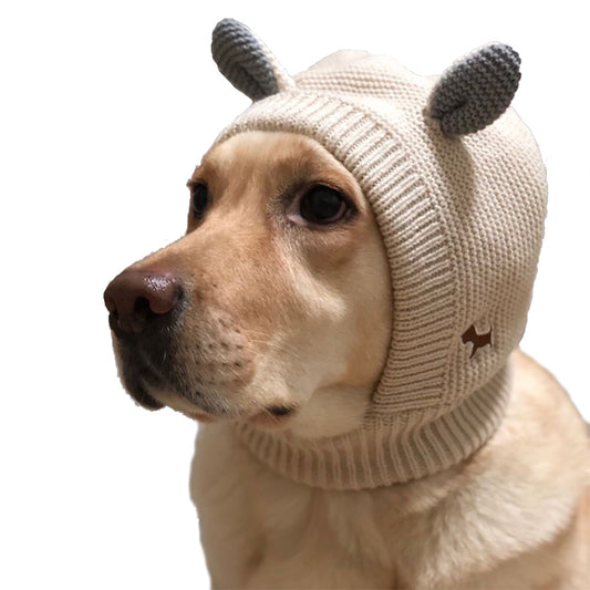 Knitted Warm Windproof Hat for Large Dogs, Cozy Headgear for Golden Retrievers & More