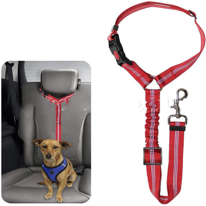 Pet Car Harness Elastic Reflective Strap, Adjustable Nylon Dog Seatbelt Leash