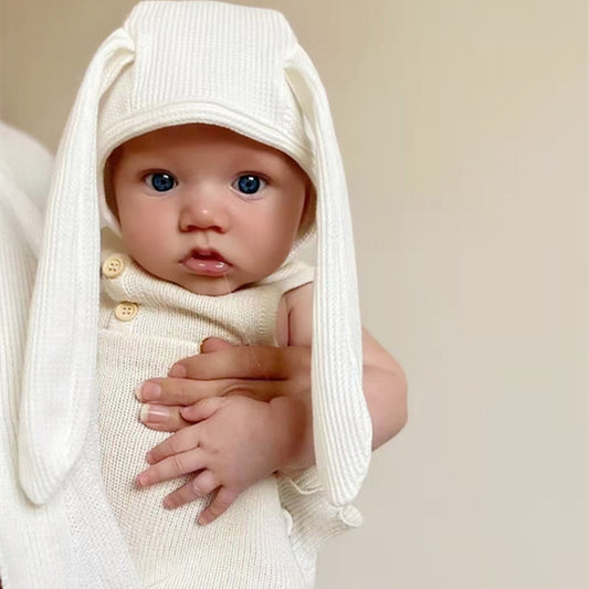 Children’s Fashion Waffle Bunny Ears Hat, Soft Solid-Color Polyester Cap