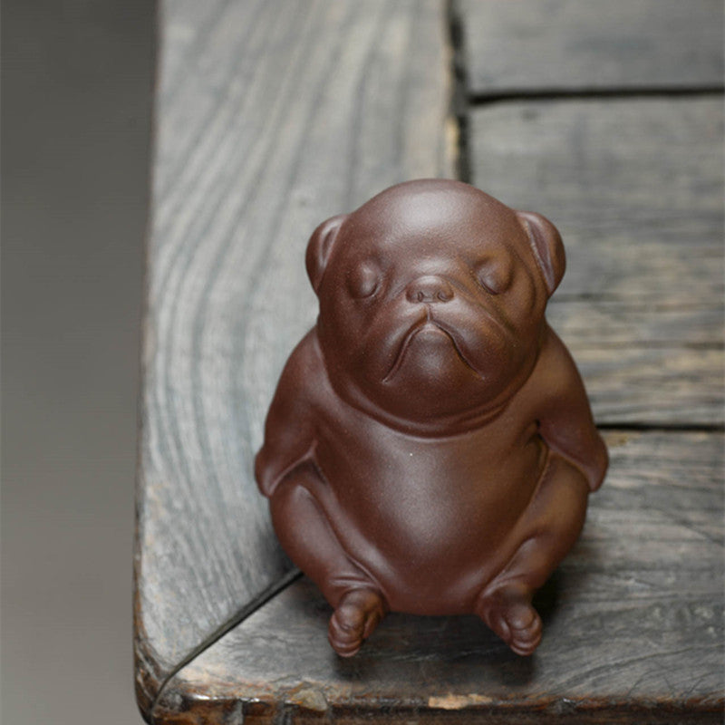 Purple Sand Tea Pet Dog Ornament, Raw Ore Purple Clay Craft Decoration (Cute Style)