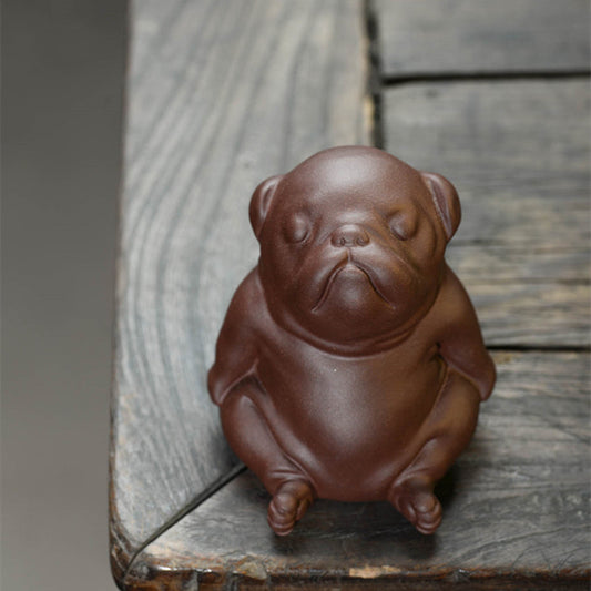 Purple Sand Tea Pet Dog Ornament, Raw Ore Purple Clay Craft Decoration (Cute Style)