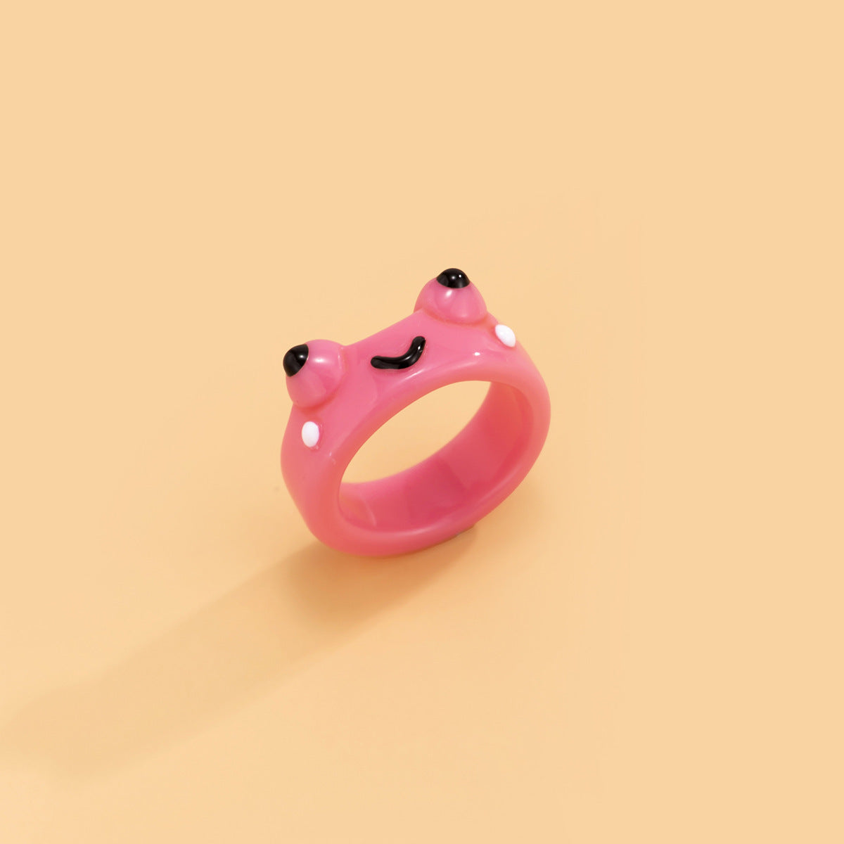 Vintage Vibe: Trendy Broadside Geometric Frog Resin Ring (Multiple Colors).