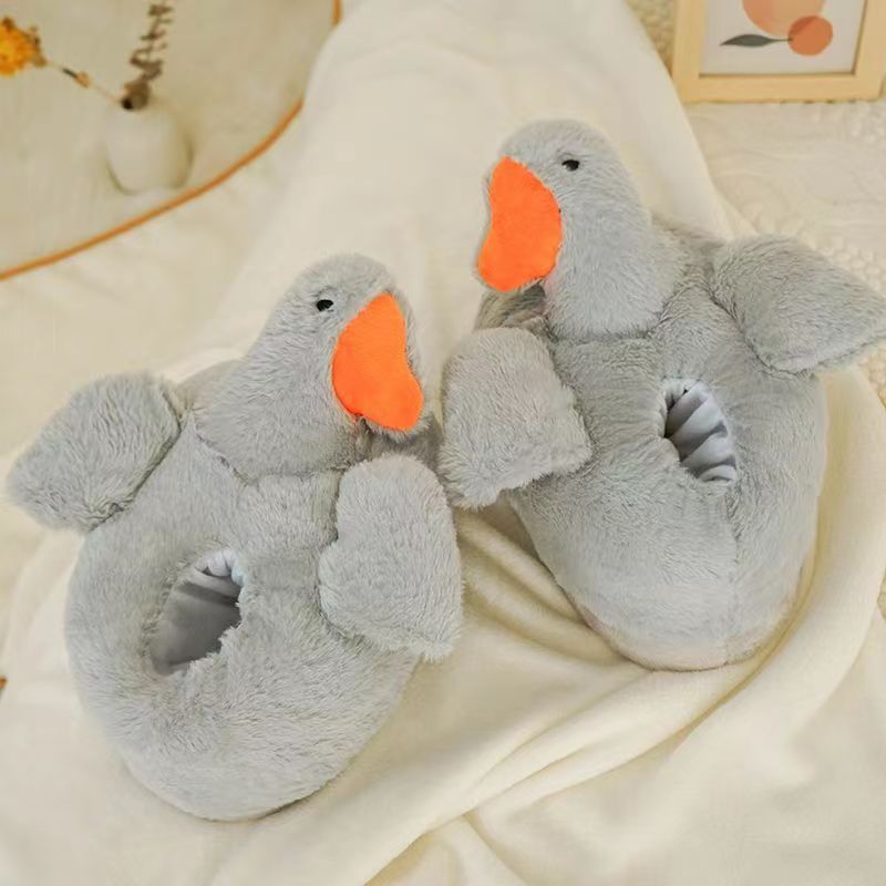 Duck Fluffy Women’s Slippers – Thick Bottom Outdoor Thermal Cotton Plush Slippers