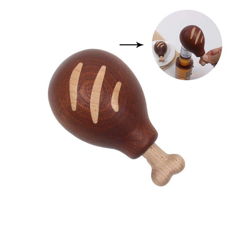 Solid Wood Chicken Leg Bottle Opener – Magnetic Ebony Beer Opener Ornament