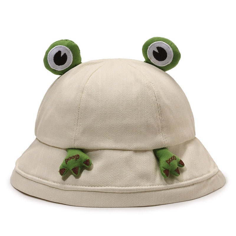 Summer Style: Cute Cartoon Frog Female Fisherman Hat for Sun Protection.