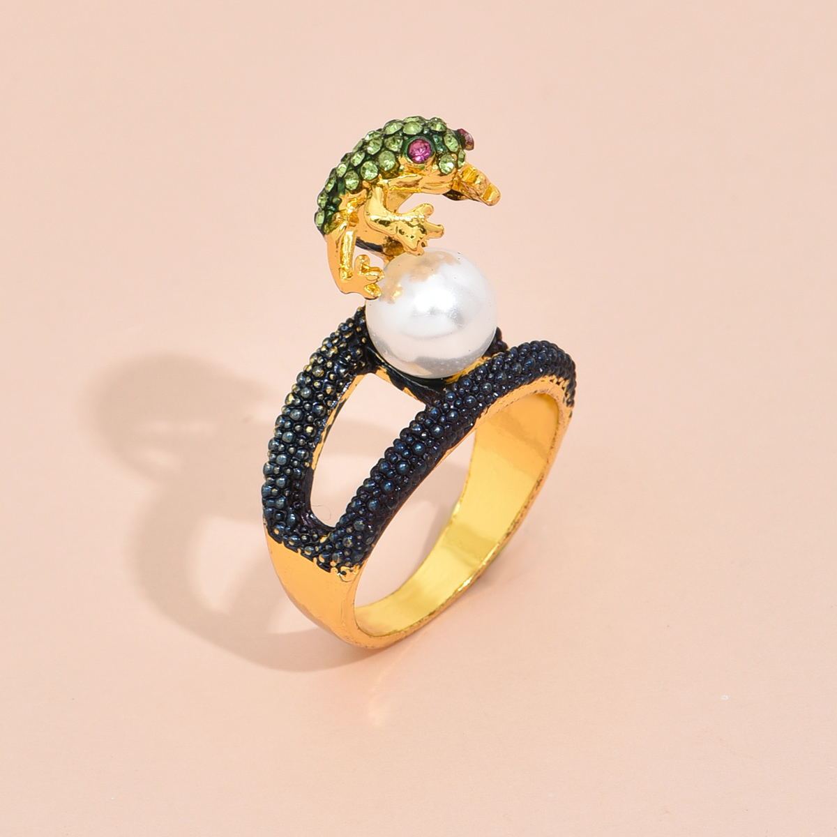 Unisex Treasure: European Style Frog Diamond Alloy Ring (Adjustable, Electroplated).