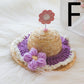 Pet Cute Knitted Straw Flower Hat, Cat & Dog Photography Prop Sun Hat