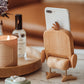 Quirky Perch: Big Face Duck Creative Wooden Mobile Phone Stand (Beech or Walnut).