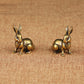 Antique Bronze Miniature Brass Bunny, Retro Zodiac Copper Ornaments (Pair)