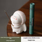 Ceramic Bunny Incense Base, Hand-Painted Desktop Ornament & Incense Holder
