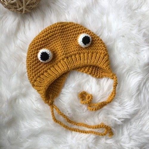 Cozy Winter Style: Cute Cartoon Frog Wool Hat for Children (Warm & Windproof).